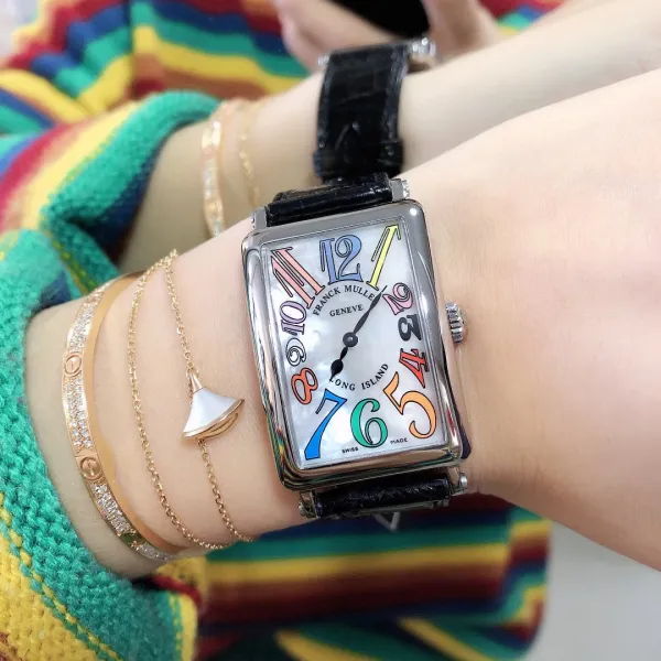 Franck Muller Long Island Mother-of-Pearl Dial Diamond Bezel White Gold Watch Watches - 23