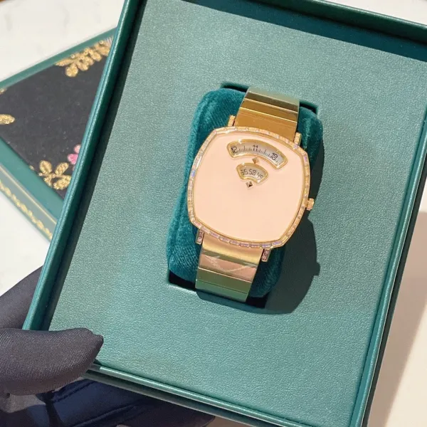 Design Malachite Dial Gold-Tone Watch with Diamond Bezel Watches - 20