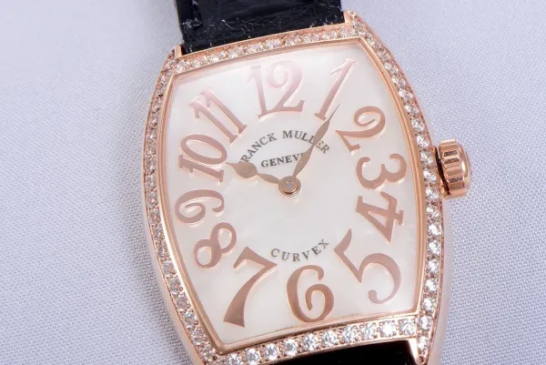 Franck Muller Curvex Diamond-Set Rose Gold with Turquoise Alligator Strap Watch Watches - 6