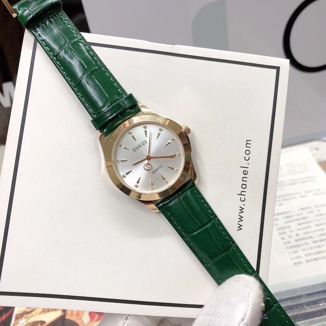 Gucci G-Timeless Mini Green Leather Quartz Watch - 14