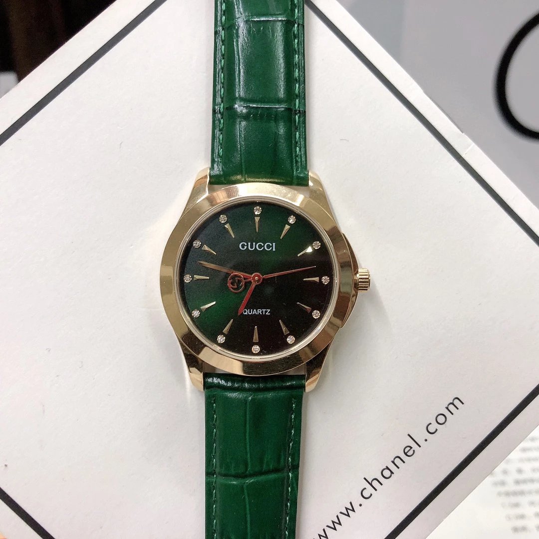 Gucci G-Timeless Mini Green Leather Quartz Watch - 65