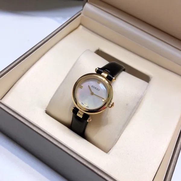 Gucci G-Timeless Mini Mother-of-Pearl Dial Black Leather Watch Watches - 25