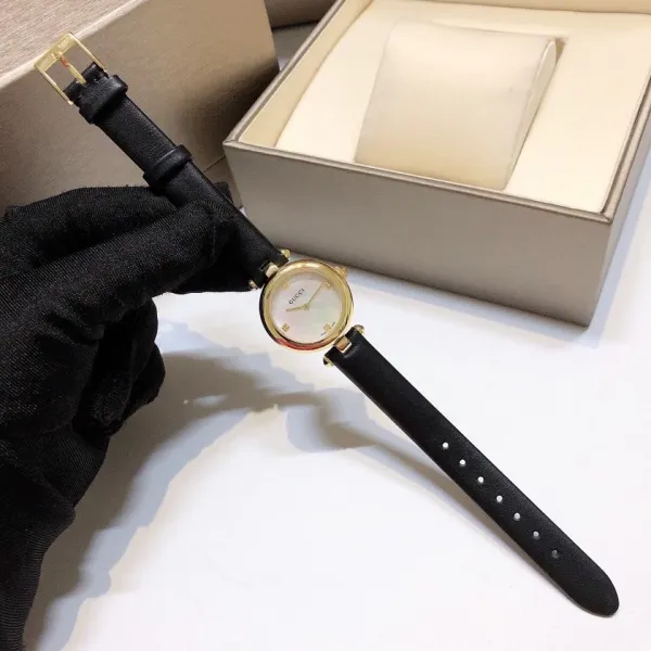 Gucci G-Timeless Mini Mother-of-Pearl Dial Black Leather Watch Watches - 28