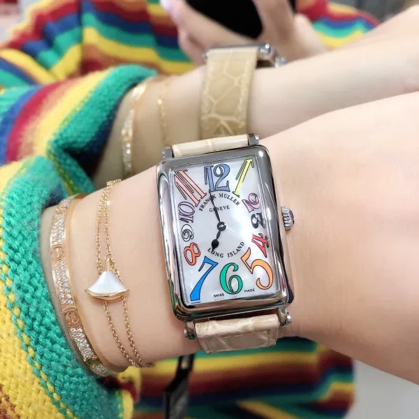 Franck Muller Long Island Mother-of-Pearl Dial Diamond Bezel White Gold Watch Watches - 25