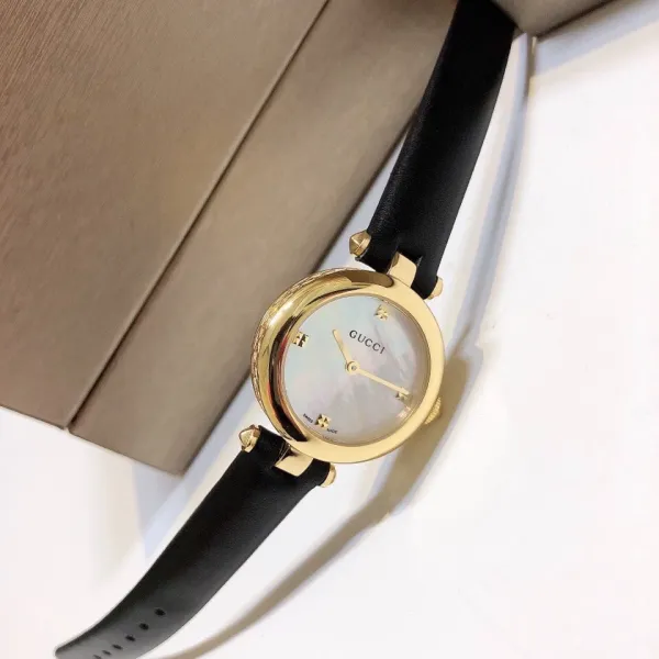 Gucci G-Timeless Mini Mother-of-Pearl Dial Black Leather Watch Watches - 27
