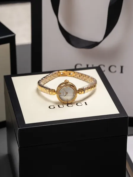 Gucci G-Timeless Mini Black Dial Gold-Tone Diamond-Set Watch Watches - 24