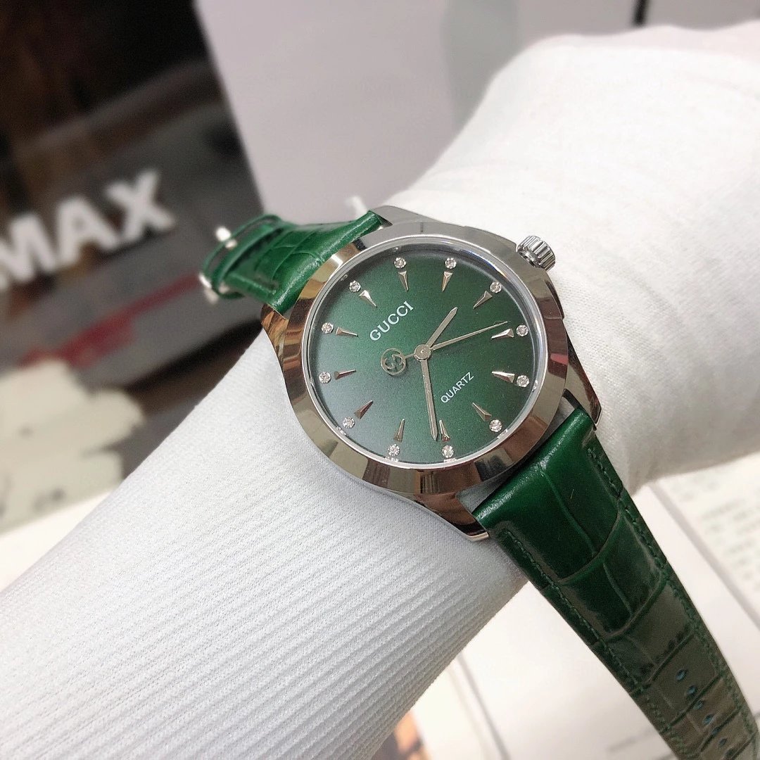 Gucci G-Timeless Mini Green Leather Quartz Watch - 41
