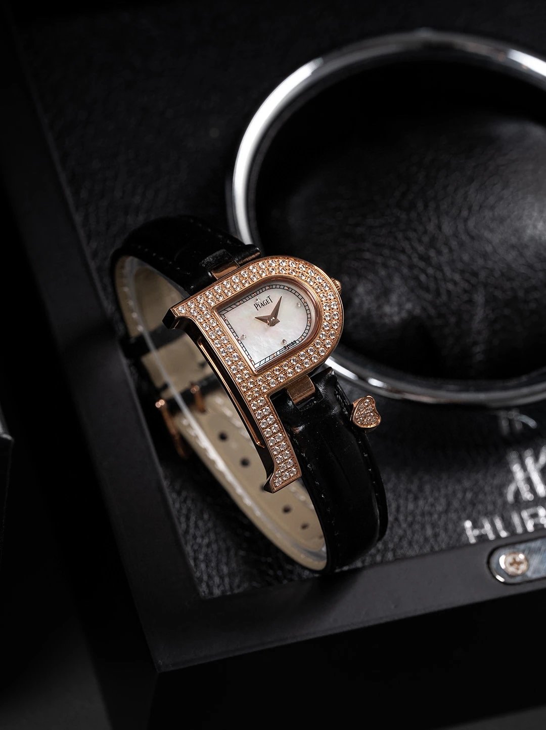 Piaget Watches Crystal-Set D-Shaped Case Watch with Crocodile-Pattern Strap image 4
