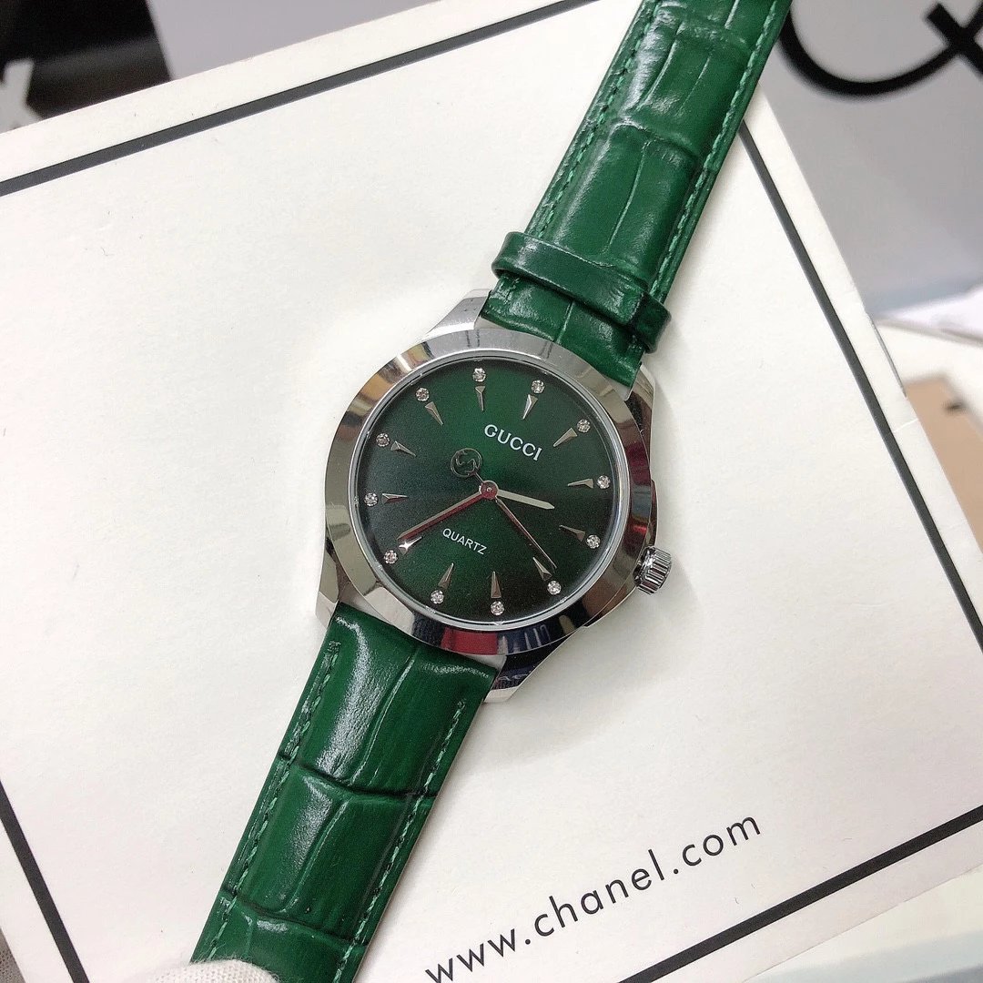 Gucci G-Timeless Mini Green Leather Quartz Watch - 39