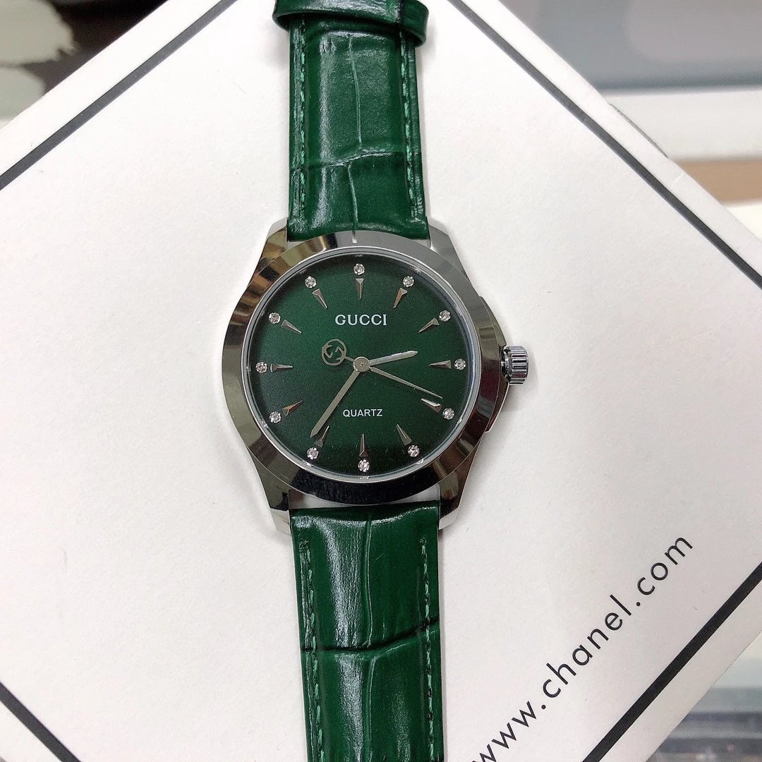 Gucci G-Timeless Mini Green Leather Quartz Watch - 38