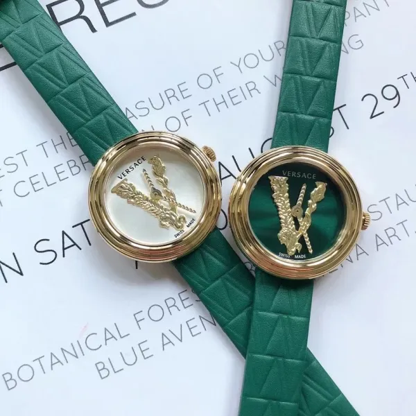 Versace Palazzo Empire Green Leather Strap Watch Watches - 23