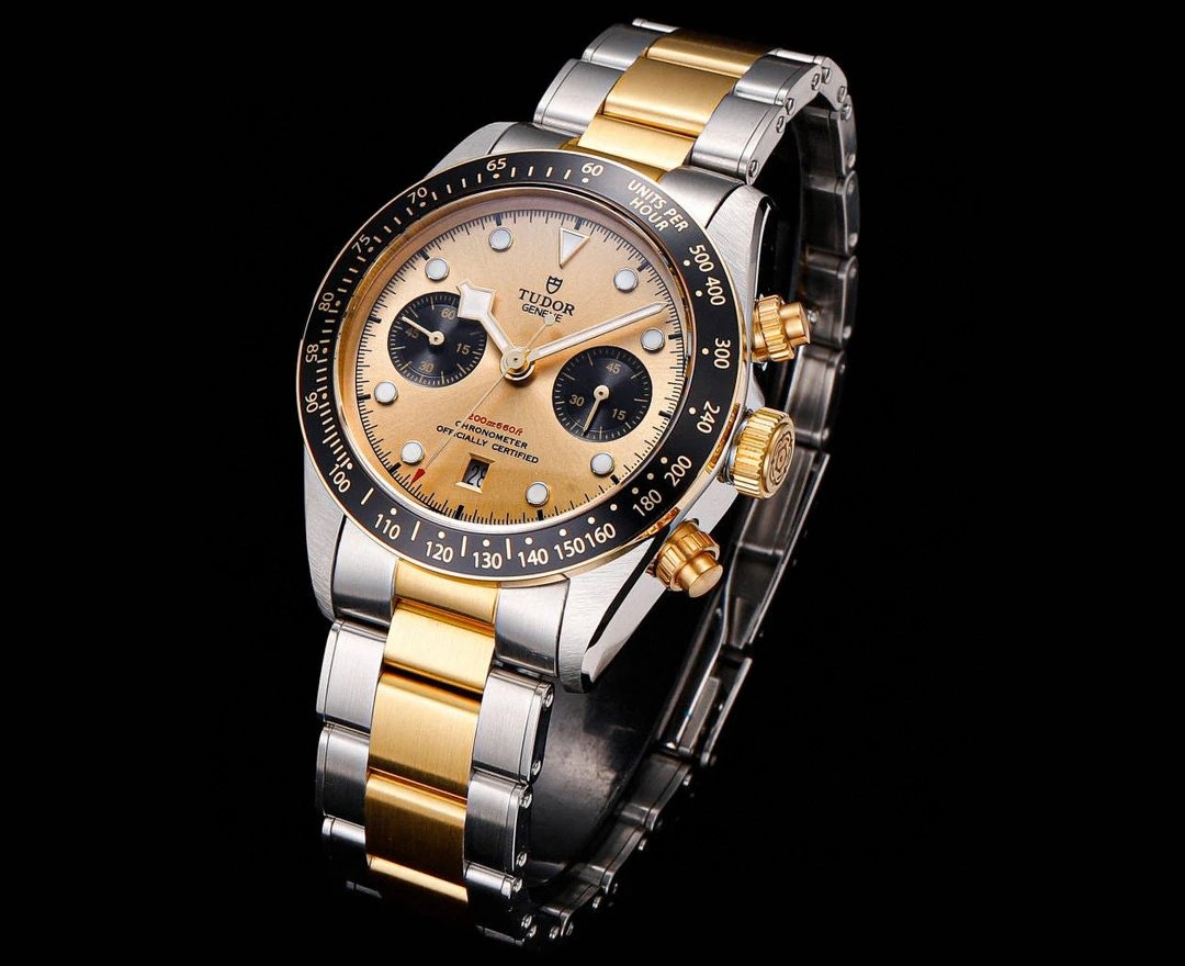 Design Tudor Black Bay Chrono S&G Gold Beige Dial Mechanical Watch Watches - 3