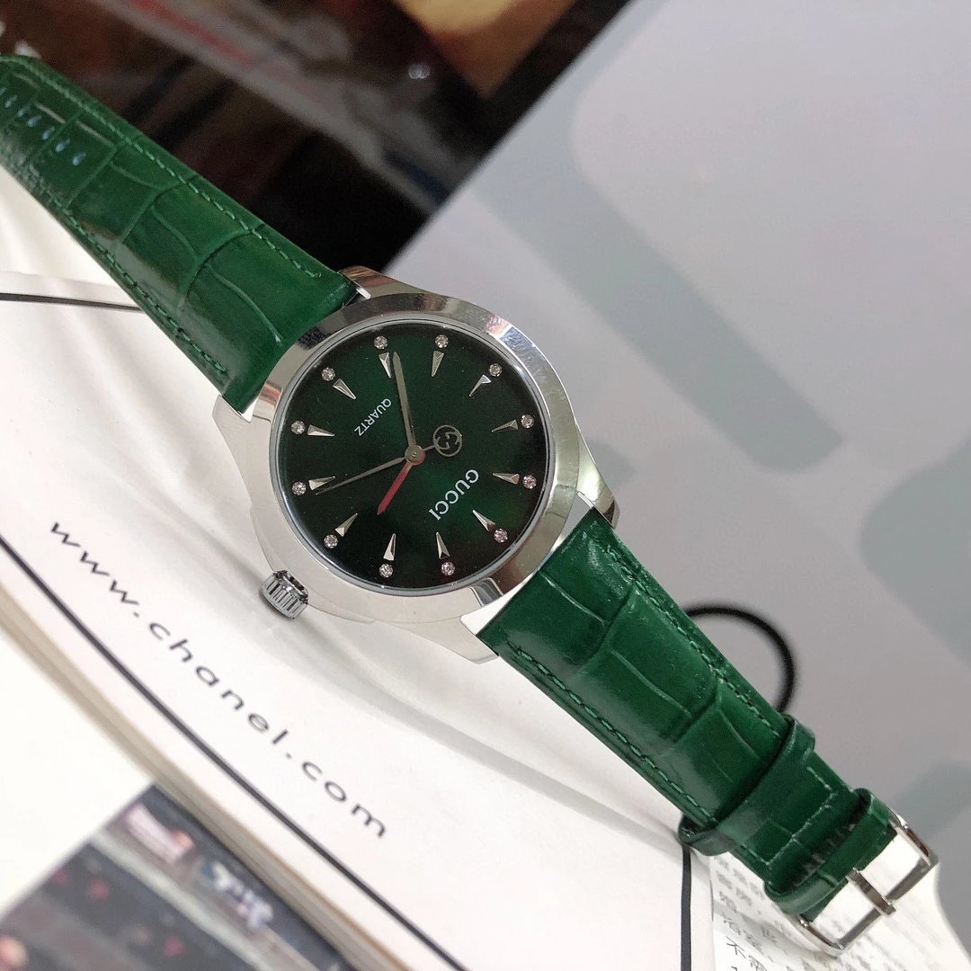 Gucci G-Timeless Mini Green Leather Quartz Watch - 40