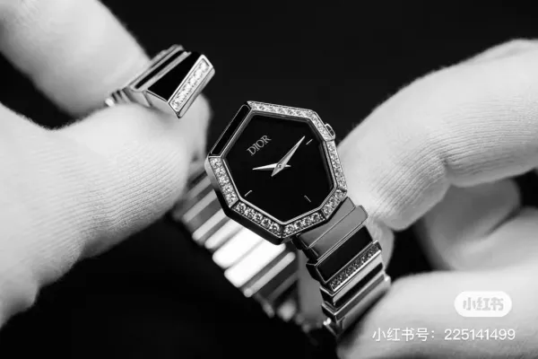 Dior La D de Dior Octagon Black Dial Diamond-Set Stainless Steel Watch Watches - 49