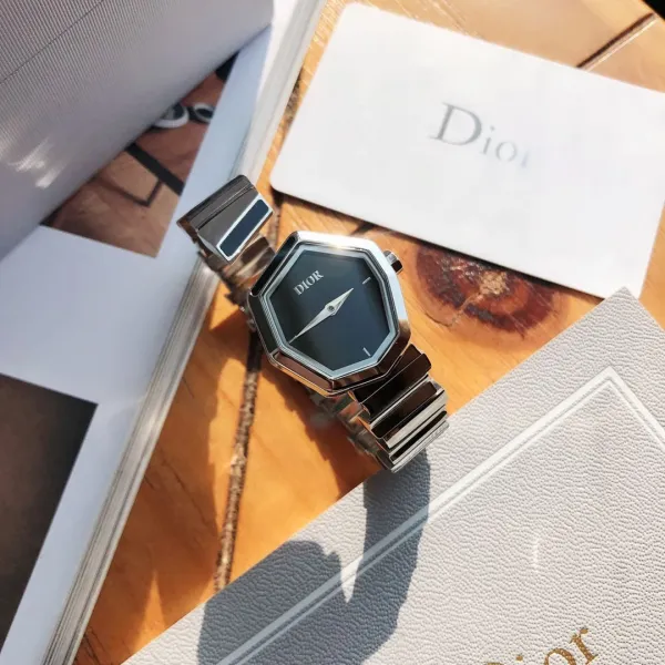 Dior La D de Dior Octagon Black Dial Diamond-Set Stainless Steel Watch Watches - 69