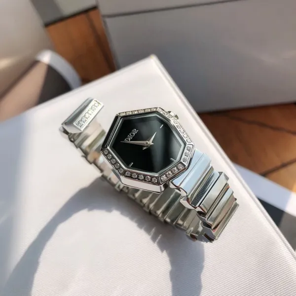Dior La D de Dior Octagon Black Dial Diamond-Set Stainless Steel Watch Watches - 59