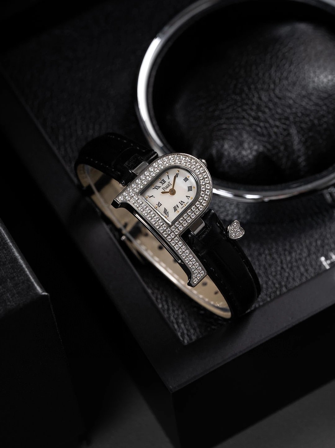 Piaget Watches Crystal-Set D-Shaped Case Watch with Crocodile-Pattern Strap image 5