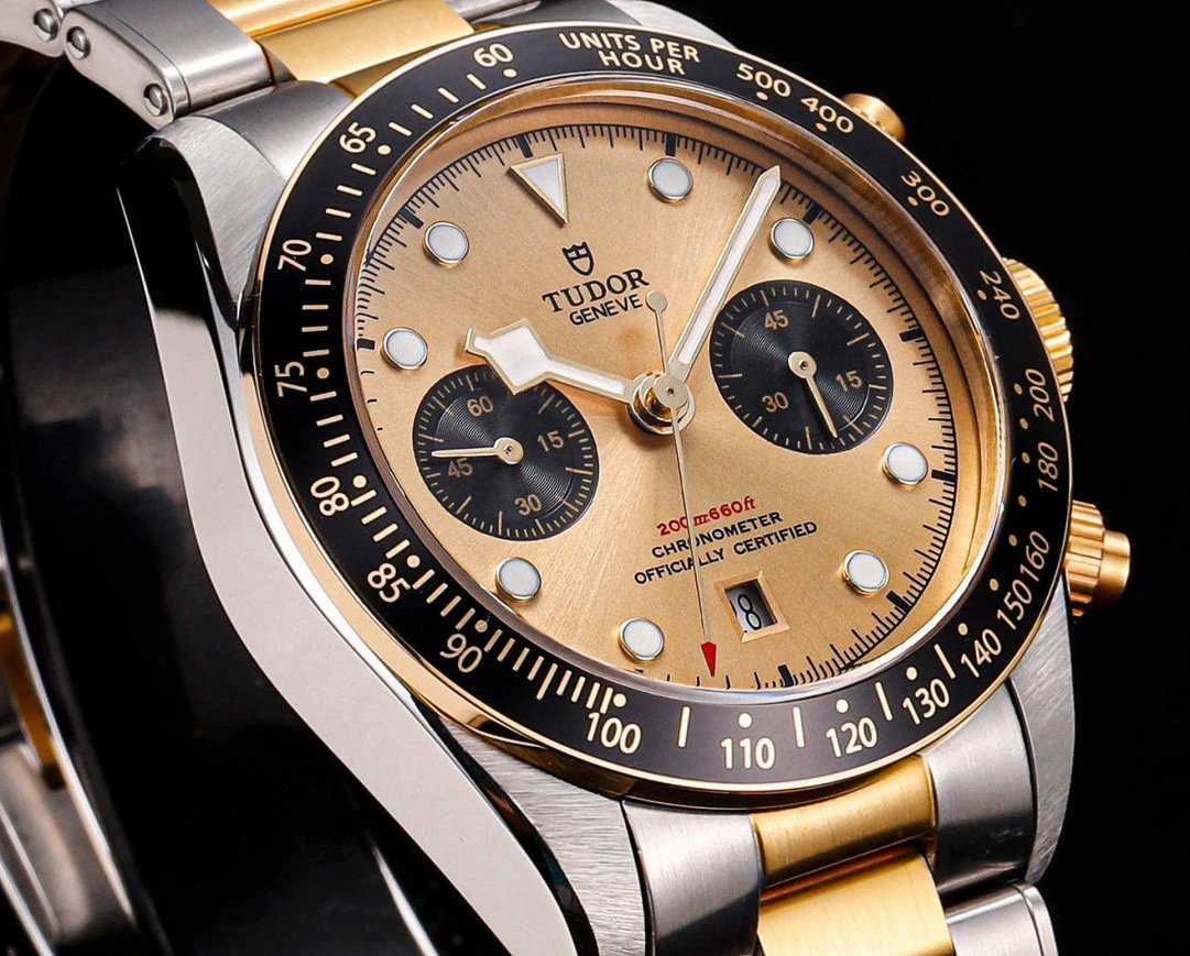 Design Tudor Black Bay Chrono S&G Gold Beige Dial Mechanical Watch Watches - 5