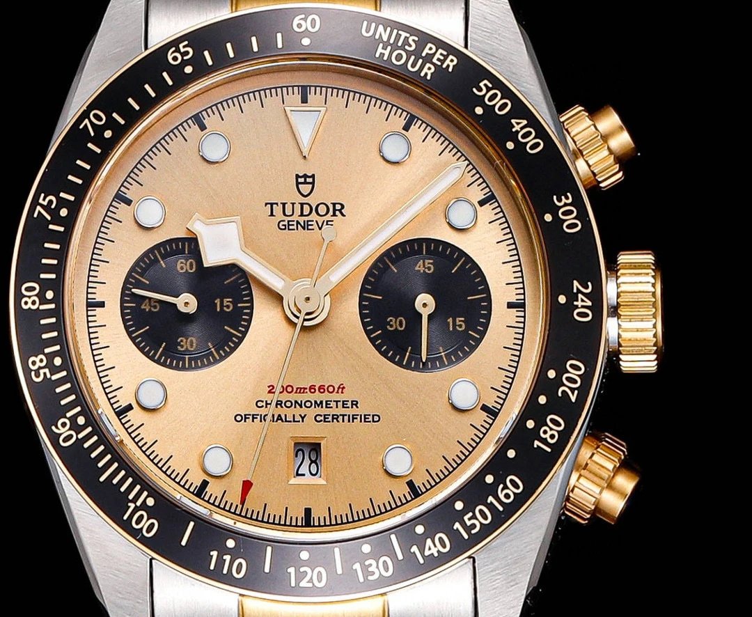 Design Tudor Black Bay Chrono S&G Gold Beige Dial Mechanical Watch Watches - 2