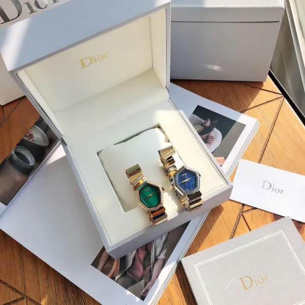 Dior La D de Dior Octagon Black Dial Diamond-Set Stainless Steel Watch Watches - 40