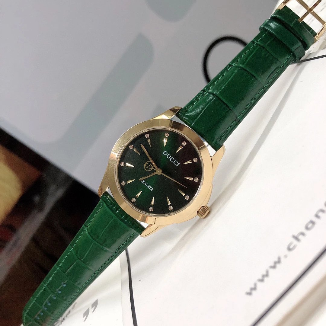 Gucci G-Timeless Mini Green Leather Quartz Watch - 67