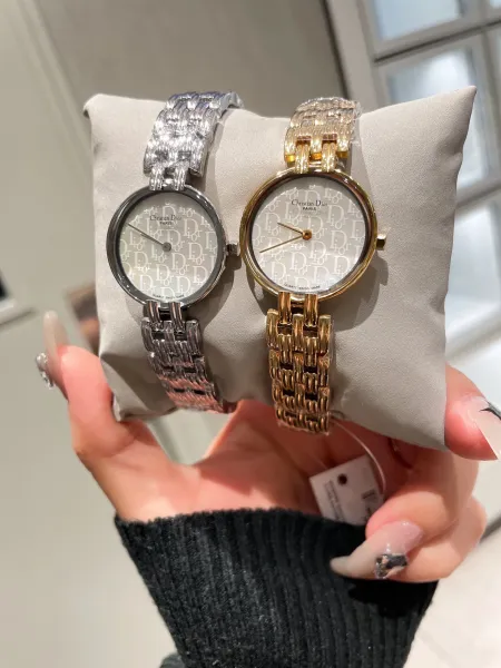 Dior La D de Dior Mini Pink Dial Rose Gold Watch with Diamond Bracelet Watches - 12