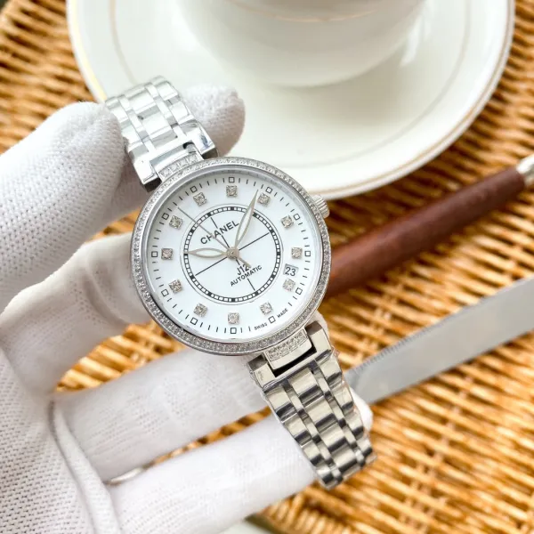 Chanel J12 White Mother-of-Pearl Dial Diamond-Set Stainless Steel Watch Watches - 13