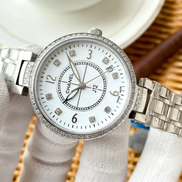 Chanel J12 White Mother-of-Pearl Dial Diamond-Set Stainless Steel Watch Watches - 15