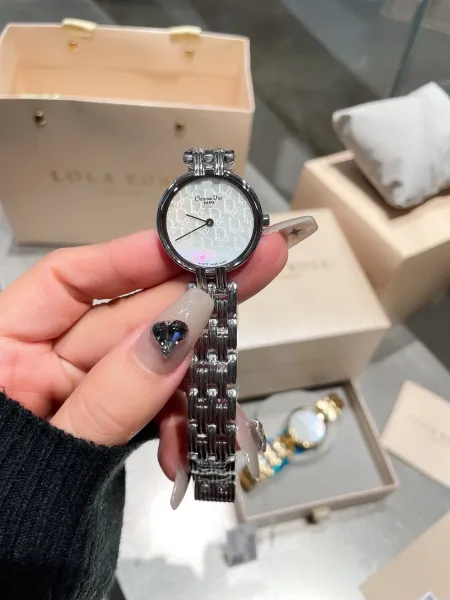 Dior La D de Dior Mini Pink Dial Rose Gold Watch with Diamond Bracelet Watches - 2