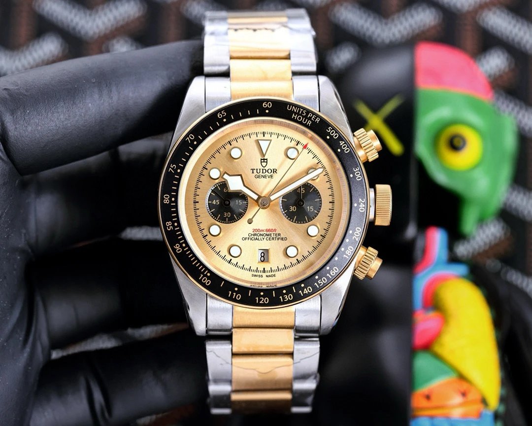 Design Tudor Black Bay Chrono S&G Gold Beige Dial Mechanical Watch Watches - 55