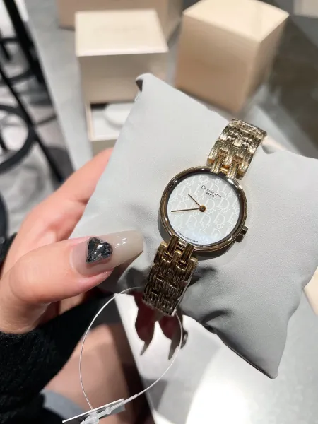 Dior La D de Dior Mini Pink Dial Rose Gold Watch with Diamond Bracelet Watches - 17