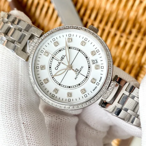 Chanel J12 White Mother-of-Pearl Dial Diamond-Set Stainless Steel Watch Watches - 16