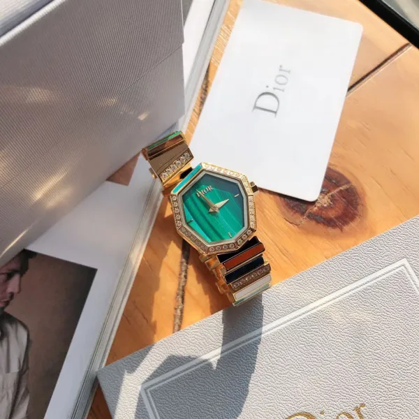 Dior La D de Dior Octagon Black Dial Diamond-Set Stainless Steel Watch Watches - 41