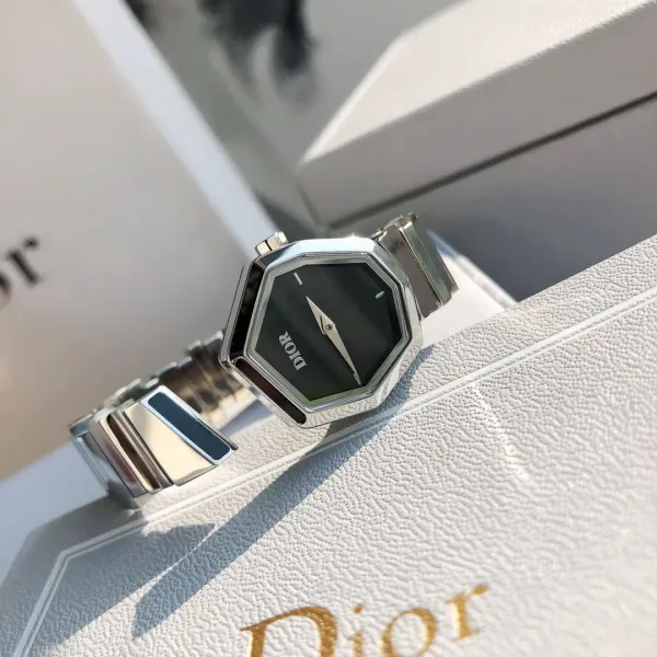 Dior La D de Dior Octagon Black Dial Diamond-Set Stainless Steel Watch Watches - 70
