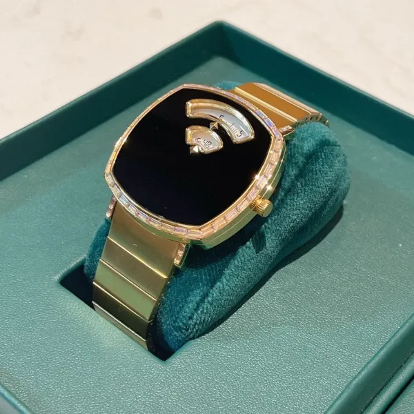Design Malachite Dial Gold-Tone Watch with Diamond Bezel Watches - 3