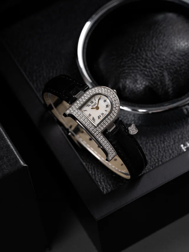 Piaget Watches Crystal-Set D-Shaped Case Watch with Crocodile-Pattern Strap product detail image 14