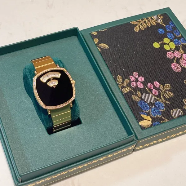 Design Malachite Dial Gold-Tone Watch with Diamond Bezel Watches - 5