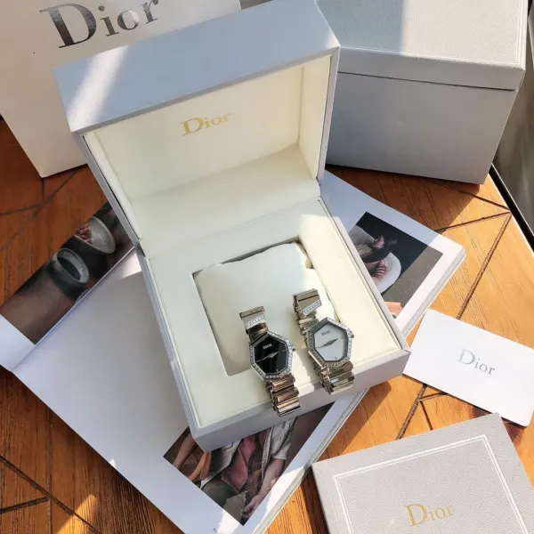 Dior La D de Dior Octagon Black Dial Diamond-Set Stainless Steel Watch Watches - 55