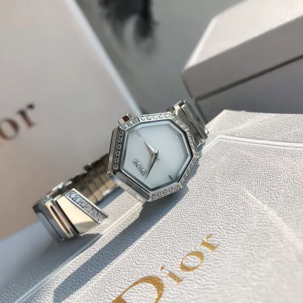 Dior La D de Dior Octagon Black Dial Diamond-Set Stainless Steel Watch Watches - 58