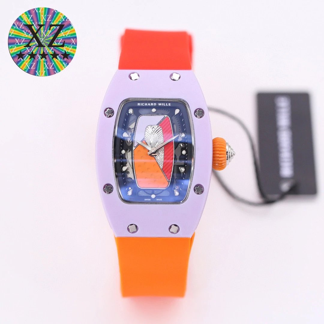 Richard Mille Watches Tonneau Crystal-Set Watch with Rubber Strap image 14