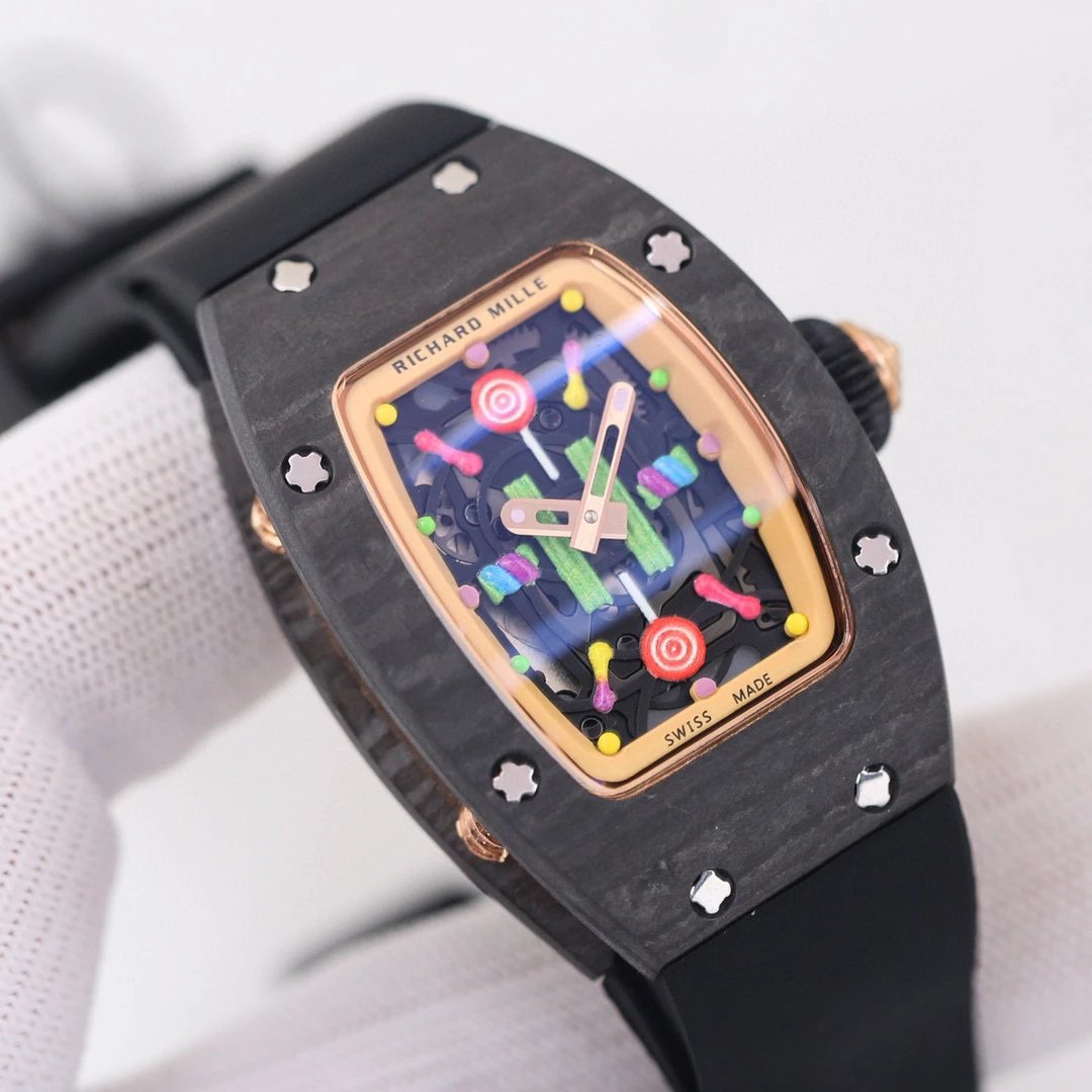 Richard Mille Watches Tonneau Crystal-Set Watch with Rubber Strap image 10