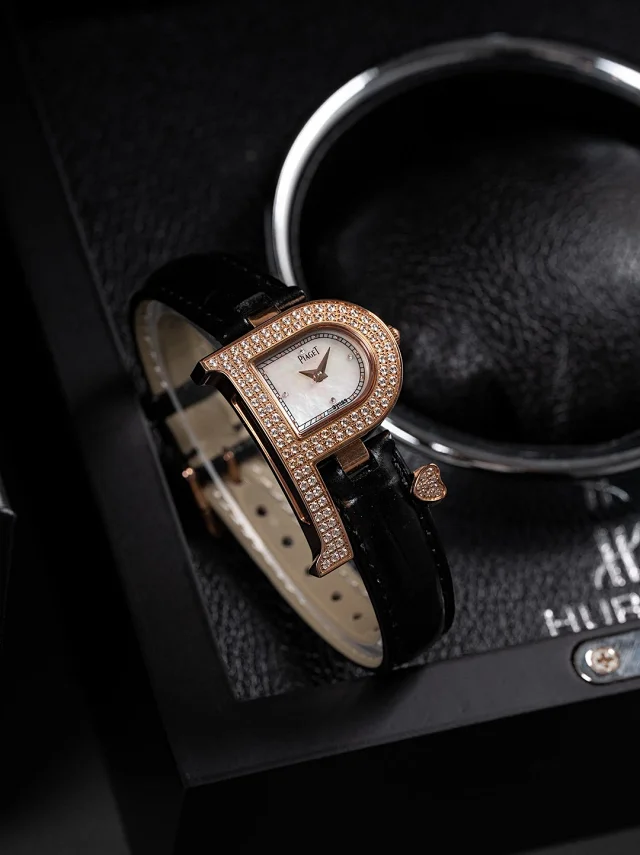 Piaget Watches Crystal-Set D-Shaped Case Watch with Crocodile-Pattern Strap product detail image 5