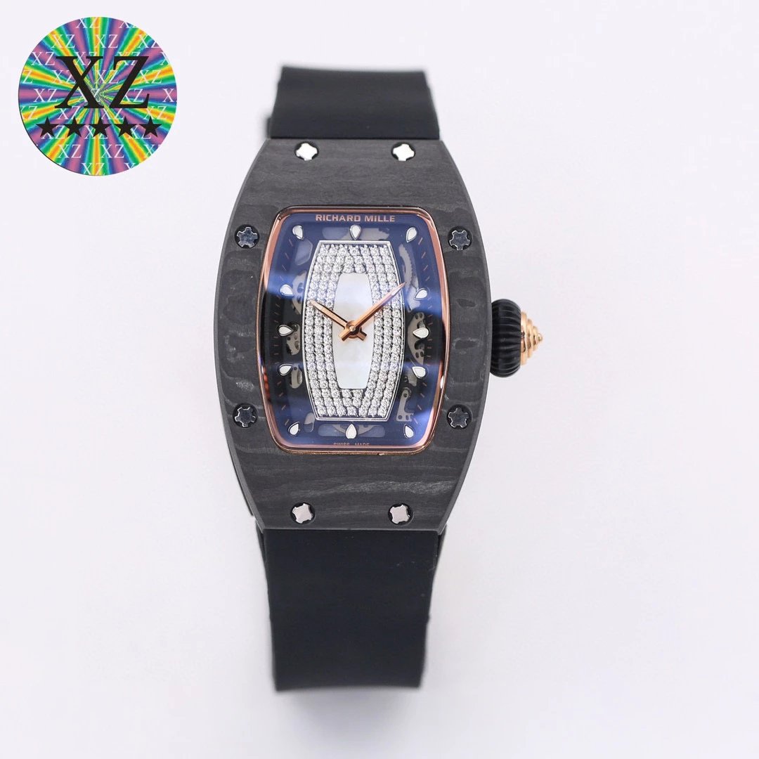 Richard Mille Watches Tonneau Crystal-Set Watch with Rubber Strap image 2