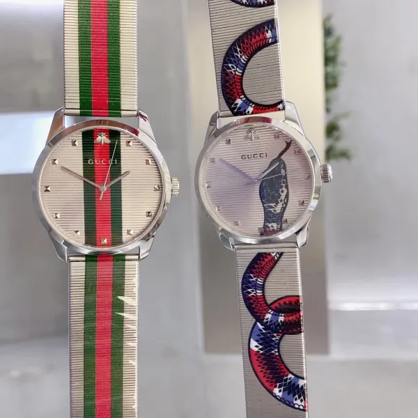 Gucci G-Timeless Web Stripe Silver Dial Quartz Watch Watches - 4