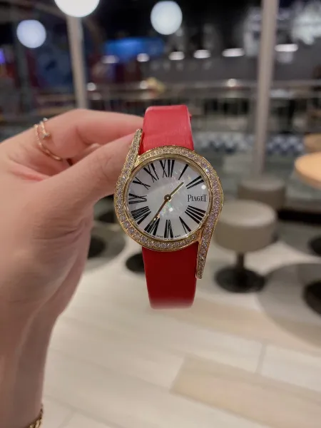 Design Piaget Limelight Gala Rose Gold Diamond-Set Black Leather Watch Watches - 45