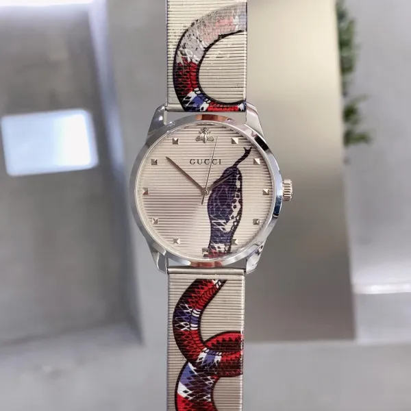 Gucci G-Timeless Web Stripe Silver Dial Quartz Watch Watches - 10