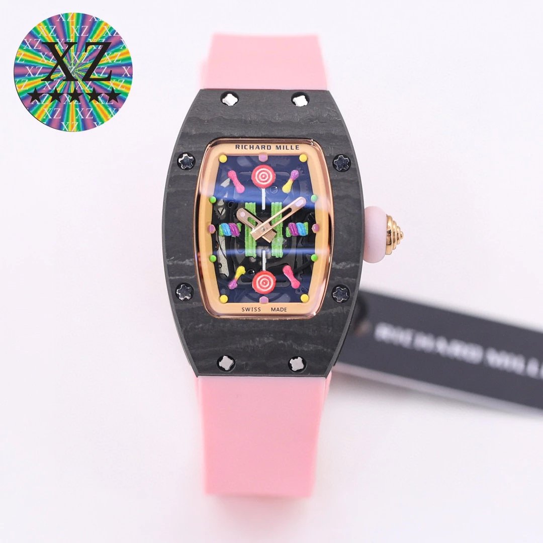 Richard Mille Watches Tonneau Crystal-Set Watch with Rubber Strap image 12