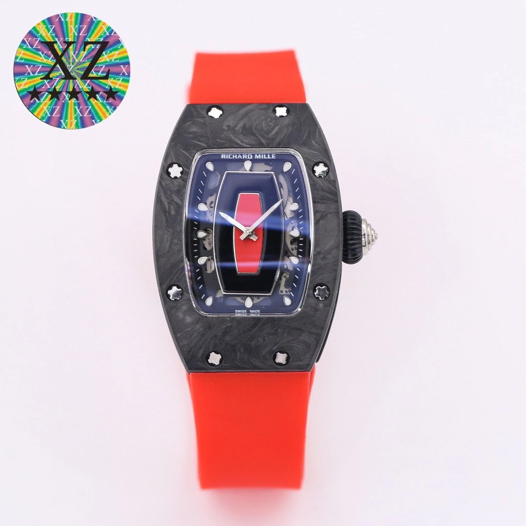 Richard Mille Watches Tonneau Crystal-Set Watch with Rubber Strap image 6