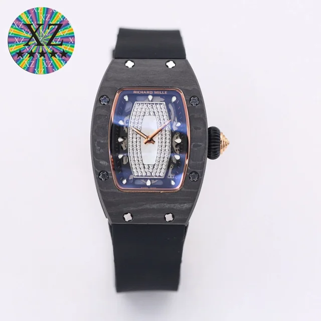 Richard Mille Watches Tonneau Crystal-Set Watch with Rubber Strap product detail image 6