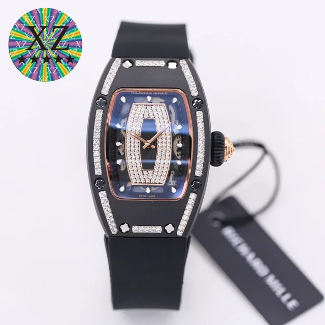 Richard Mille Watches Tonneau Crystal-Set Watch with Rubber Strap product detail image 2